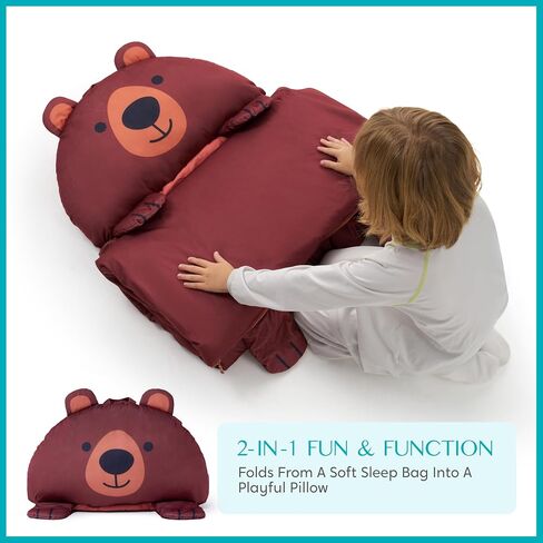 JOIEDOMI Kids Sleeping Bag 4 5 6 Year Old Girl Gifts Toddler Nap Mat with Pillow & Blanket 60" x 27" for Kids Ages 3+ Soft Plush Sleeping Mat for Preschool and Boys Girls in Saudi Arabia