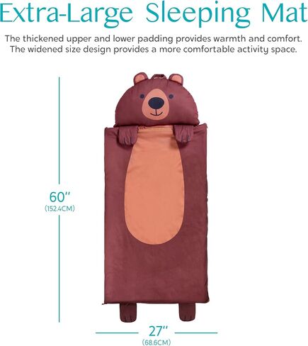 JOIEDOMI Kids Sleeping Bag 4 5 6 Year Old Girl Gifts Toddler Nap Mat with Pillow & Blanket 60" x 27" for Kids Ages 3+ Soft Plush Sleeping Mat for Preschool and Boys Girls in Saudi Arabia
