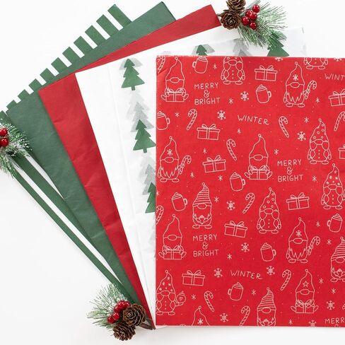 ZICOTO Beautiful Christmas Tissue Wrapping Paper Sheets for Gift Bags - Set of 120 Quality Tissue Papers with 6 Festive Designs - Add a Touch of Magic to Every Gift You Wrap - 19 x 13 in Per Sheet in Saudi Arabia