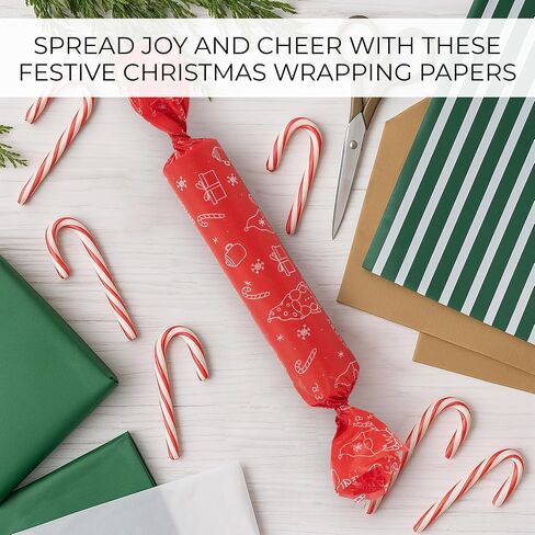 ZICOTO Beautiful Christmas Tissue Wrapping Paper Sheets for Gift Bags - Set of 120 Quality Tissue Papers with 6 Festive Designs - Add a Touch of Magic to Every Gift You Wrap - 19 x 13 in Per Sheet in Saudi Arabia