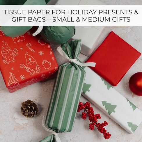 ZICOTO Beautiful Christmas Tissue Wrapping Paper Sheets for Gift Bags - Set of 120 Quality Tissue Papers with 6 Festive Designs - Add a Touch of Magic to Every Gift You Wrap - 19 x 13 in Per Sheet in Saudi Arabia
