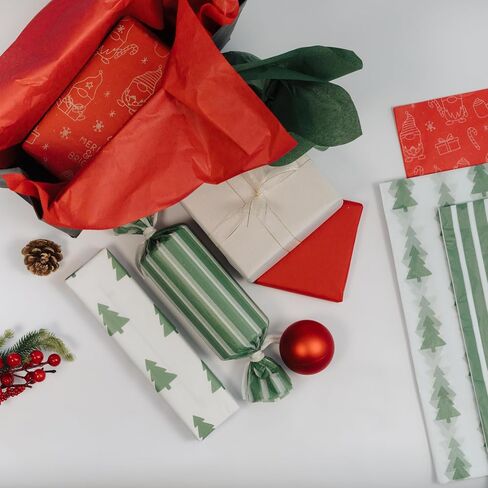 ZICOTO Beautiful Christmas Tissue Wrapping Paper Sheets for Gift Bags - Set of 120 Quality Tissue Papers with 6 Festive Designs - Add a Touch of Magic to Every Gift You Wrap - 19 x 13 in Per Sheet in Saudi Arabia