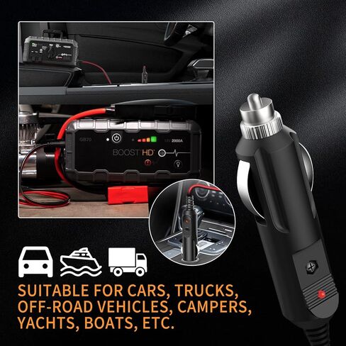 كابل شاحن سيارة 56 وات 14 فولت تيار مستمر لـ NOCO Jump Starter متوافق مع NOCO GB70 GB150 GB250+ GB251+ GB500 GB500+ Genius Boost سلك محول طاقة بطارية ليثيوم فائقة الأمان in Kuwait