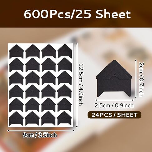 Dfqsofd 600Pcs Photo Corners Self Adhesive, Picture Corners for Scrapbooking Photo Mounting Stickers for DIY Scrapbook, Album, Memory Books, Picture Frames, Journal (Black) in Saudi Arabia