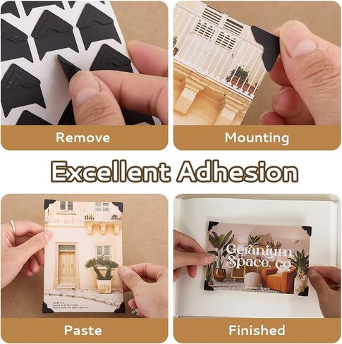 Dfqsofd 600Pcs Photo Corners Self Adhesive, Picture Corners for Scrapbooking Photo Mounting Stickers for DIY Scrapbook, Album, Memory Books, Picture Frames, Journal (Black) in Saudi Arabia