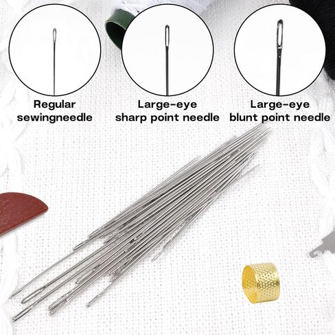 Big Eye Steel Sewing Needles Kit, 37PCS Steel Needles for Hand Sewing, Portable DIY Hand Made Craft Set, Multi-Purpose Needle and Thread Kit for Beginners in Saudi Arabia