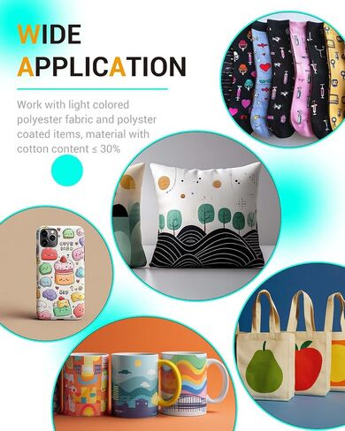 100 Sheets Sublimation Paper 8.3" x 11.7" - Heat Transfer Paper for T-Shirts, Mugs, DIY - Compatible with Epson/HP/Canon/Sawgrass Inkjet Printers (Sublimation Ink Required) (Clear) in Saudi Arabia