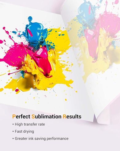 100 Sheets Sublimation Paper 8.3" x 11.7" - Heat Transfer Paper for T-Shirts, Mugs, DIY - Compatible with Epson/HP/Canon/Sawgrass Inkjet Printers (Sublimation Ink Required) (Clear) in Saudi Arabia