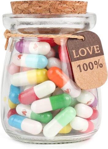 HSXIANG Capsule Letters Message in a Bottle,Happy Pills Notes Gifts for Birthday,Valentines Day,Mother's Day,Graduation season Party.(Transparent Color 77PCS) in Kuwait