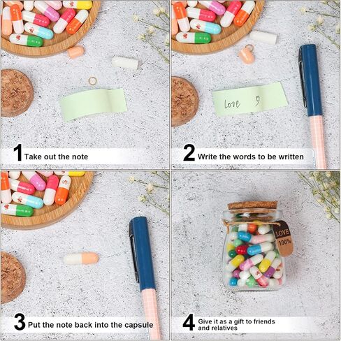HSXIANG Capsule Letters Message in a Bottle,Happy Pills Notes Gifts for Birthday,Valentines Day,Mother's Day,Graduation season Party.(Transparent Color 77PCS) in Kuwait