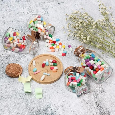 HSXIANG Capsule Letters Message in a Bottle,Happy Pills Notes Gifts for Birthday,Valentines Day,Mother's Day,Graduation season Party.(Transparent Color 77PCS) in Kuwait