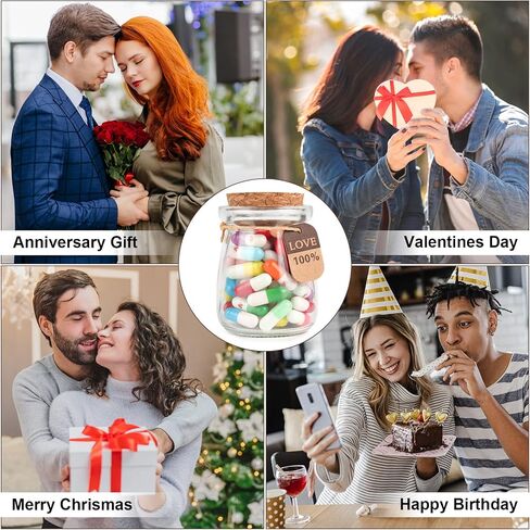 HSXIANG Capsule Letters Message in a Bottle,Happy Pills Notes Gifts for Birthday,Valentines Day,Mother's Day,Graduation season Party.(Transparent Color 77PCS) in Kuwait