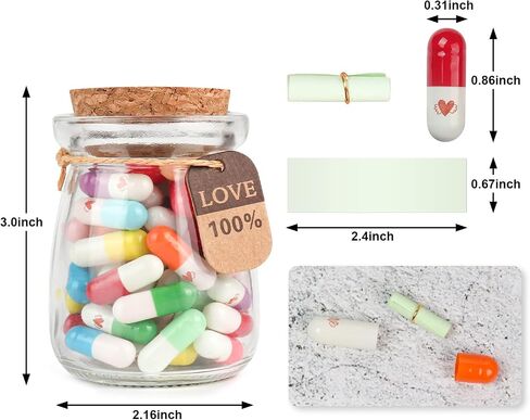 HSXIANG Capsule Letters Message in a Bottle,Happy Pills Notes Gifts for Birthday,Valentines Day,Mother's Day,Graduation season Party.(Transparent Color 77PCS) in Kuwait