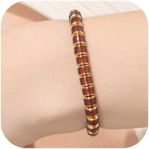 Amber Bracelet for Women Men Natural Blood Red Ambers 18k Gold Plated Jewelry Handmade Stretch Band Bracelets Fashion Design Unisex in Saudi Arabia