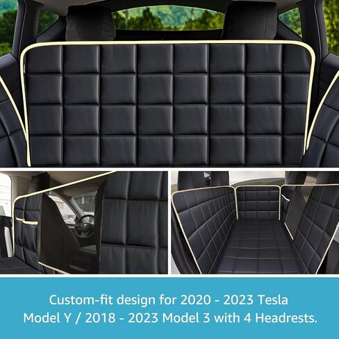 Lassie Dog Hammock for Car, Compatible with 2018-2024 Model 3,Dog Car Seat Cover for Back Seat with 4 Headrests and 2 Seat Belts, 100% Waterproof Pet Seat Protector for Dogs in Kuwait