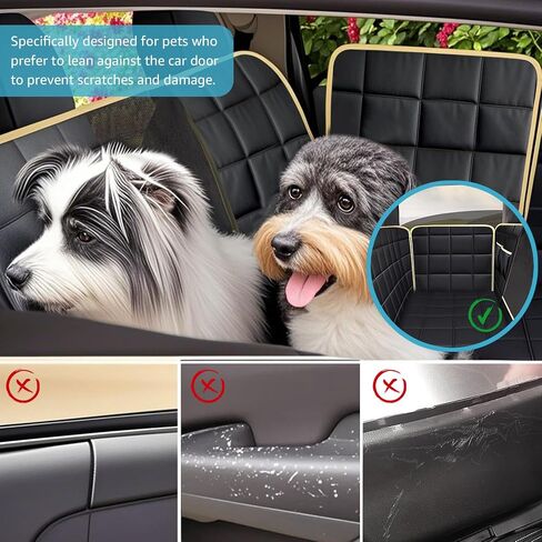 Lassie Dog Hammock for Car, Compatible with 2018-2024 Model 3,Dog Car Seat Cover for Back Seat with 4 Headrests and 2 Seat Belts, 100% Waterproof Pet Seat Protector for Dogs in Kuwait