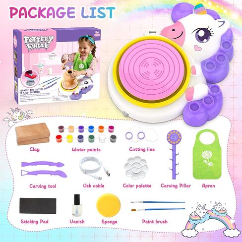 Pottery Wheel for Kids, Arts and Crafts for Kids Ages 8-12, Complete Pottery Painting Craft Kit with Clay, Art Supplies for Kids Toys Girls Birthday Christmas Gift for 6 7 8 9 10 11 12+, Purple in Kuwait