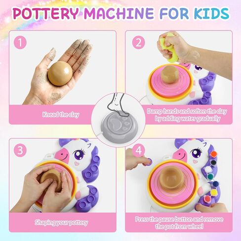 Pottery Wheel for Kids, Arts and Crafts for Kids Ages 8-12, Complete Pottery Painting Craft Kit with Clay, Art Supplies for Kids Toys Girls Birthday Christmas Gift for 6 7 8 9 10 11 12+, Purple in Kuwait