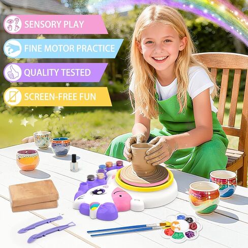 Pottery Wheel for Kids, Arts and Crafts for Kids Ages 8-12, Complete Pottery Painting Craft Kit with Clay, Art Supplies for Kids Toys Girls Birthday Christmas Gift for 6 7 8 9 10 11 12+, Purple in Kuwait