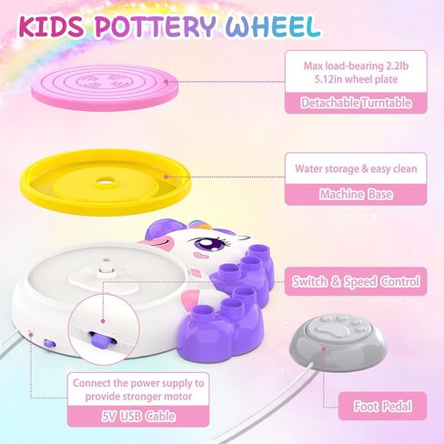 Pottery Wheel for Kids, Arts and Crafts for Kids Ages 8-12, Complete Pottery Painting Craft Kit with Clay, Art Supplies for Kids Toys Girls Birthday Christmas Gift for 6 7 8 9 10 11 12+, Purple in Kuwait