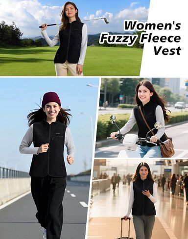 Pioneer Camp Women's Sherpa Fleece Vest, Warm Fuzzy Fleece Vest Sleeveless Casual Outerwear Jacket with 3 Zip up Pockets in Saudi Arabia