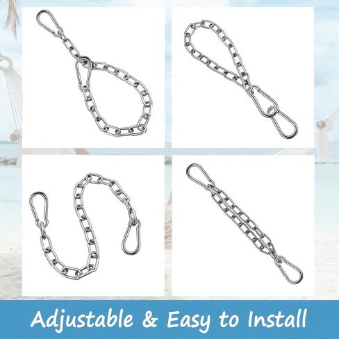 2 حزمة من سلاسل التأرجح شديدة التحمل مقاس 25 بوصة مع 4 حلقات تسلق، سلاسل تعليق من الفولاذ المقاوم للصدأ باللون الأسود مع خطافات لكرسي الأرجوحة، أرجوحة الشرفة، سلة معلقة، صالة الألعاب الرياضية، سعة 1200 رطل (أسود) in Kuwait