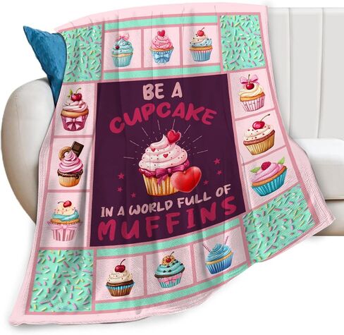Baking Throw Blanket Cupcake Dessert Blankets Gifts for Stuff Decor Soft Cozy Fleece Plush Flannel Bedding for Women Men Girls Boys 40"x50" in Saudi Arabia