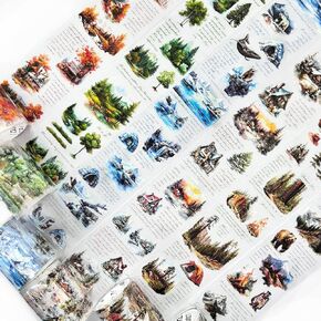 6 لفات من ملصقات شريط Cloud Washi لمستلزمات المجلات غير المرغوب فيها، ملصقات المجلات ذات الطابع النجمي لسكرابوكينغ، يوميات، المسوي (قوس قزح) in Kuwait