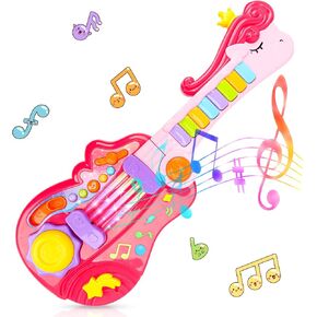 لعبة جيتار للأطفال هدية لفتاة تبلغ من العمر 3 سنوات جيتار كهربائي 2 في 1 مع وضع البيانو للأطفال الصغار تضيء ألعاب الموسيقى لهدايا الأولاد والبنات من عمر 3 و4 و5 سنوات in Kuwait