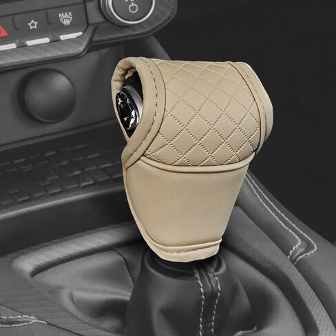 Leather Car Gear Shift Knob Cover, Stick Shift Cover, Anti-Slip Dust Waterproof Gear Shifter Stick Protector, Durable Car Accessories Shifter Lever Knob Protector for SUV Truck RV (Black) in Saudi Arabia