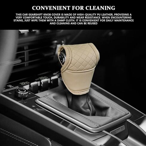 Leather Car Gear Shift Knob Cover, Stick Shift Cover, Anti-Slip Dust Waterproof Gear Shifter Stick Protector, Durable Car Accessories Shifter Lever Knob Protector for SUV Truck RV (Black) in Saudi Arabia