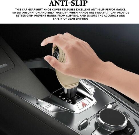 Leather Car Gear Shift Knob Cover, Stick Shift Cover, Anti-Slip Dust Waterproof Gear Shifter Stick Protector, Durable Car Accessories Shifter Lever Knob Protector for SUV Truck RV (Black) in Saudi Arabia