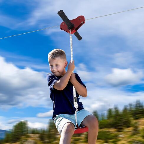 160 Ft Zip Line Kit for Kids & Adults | Heavy-Duty Outdoor Adventure Zipline with Stainless Steel Brake | Safe for Ages 3+ | Ideal for Backyard Fun, Parks, Camping & Thrill-Seeking in Kuwait