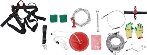 160 ft Zipline for Kids and Adult, Zip line Kits for Backyard with Stainless Steel Spring Brake, Safety Harness, 2 Tree Protection Mats and Full Set of Zip line Accessories, Up to 330 lb in Saudi Arabia