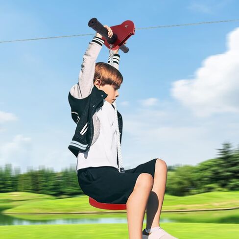 160 ft Zipline for Kids and Adult, Zip line Kits for Backyard with Stainless Steel Spring Brake, Safety Harness, 2 Tree Protection Mats and Full Set of Zip line Accessories, Up to 330 lb in Saudi Arabia