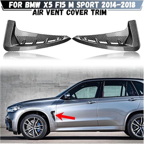غطاء ملصقات مصد السيارة سبويلر القرش الخياشيم ذات التدفق الجانبي متوافق مع BMW X5 F15 M Sport 2014 2015 2016 2017 2018 (مظهر ألياف الكربون) in Saudi Arabia