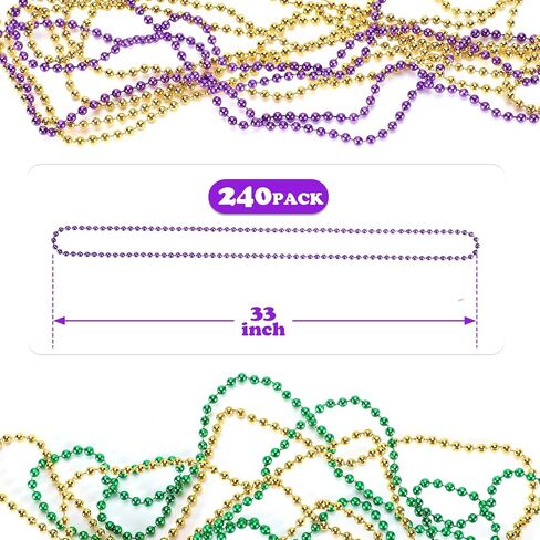 220 PCS Gold Bead Necklace, 33 Inch Mardi Gras Christmas Beads in Saudi Arabia