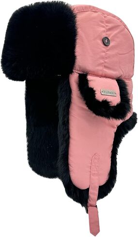 Winter Trapper Hat for Men Women 100% Real Rabbit Fur Russian Fur Winter Ushanka Hat Men Aviator Hat Mens Trapper Hat in Kuwait