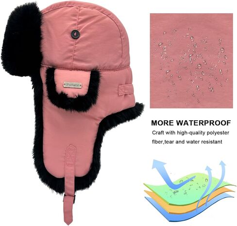 Winter Trapper Hat for Men Women 100% Real Rabbit Fur Russian Fur Winter Ushanka Hat Men Aviator Hat Mens Trapper Hat in Kuwait