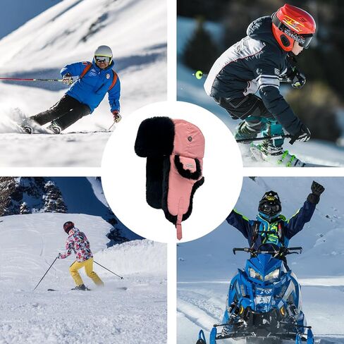 Winter Trapper Hat for Men Women 100% Real Rabbit Fur Russian Fur Winter Ushanka Hat Men Aviator Hat Mens Trapper Hat in Kuwait