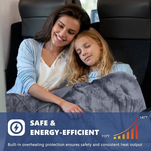 Heated Car Blanket, Electric Warming Blanket,3 Temperature Settings,Timer,Machine Washable,12/24 V Electric Blanket, Portable Heated Throw for Camping 59x43 in (Gray) in Saudi Arabia