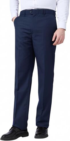 Mens Classic Slim Fit Fit Stretch Flat Front Slacks Dress Pants in Saudi Arabia