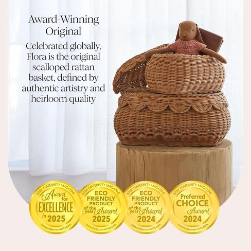 مجموعة سلال الروطان المنسوجة يدويًا - 15 × 10 × 6 بوصة - سلال صغيرة صدفية - سلة خوص مستديرة - سلة تخزين خوص - سلة روطان بغطاء in Kuwait