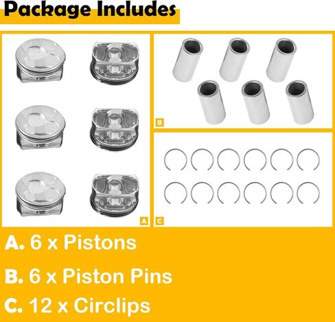 3.6L STD Pistons & Rings Kit Compatible with Buick Enclave 2009-2017, LaCrosse 2010-2012, Cadillac CTS 2008-2012 2014, STS 2008-2011, Chevy Traverse Camaro, GMC Acadia, Replace 12616973 in Saudi Arabia