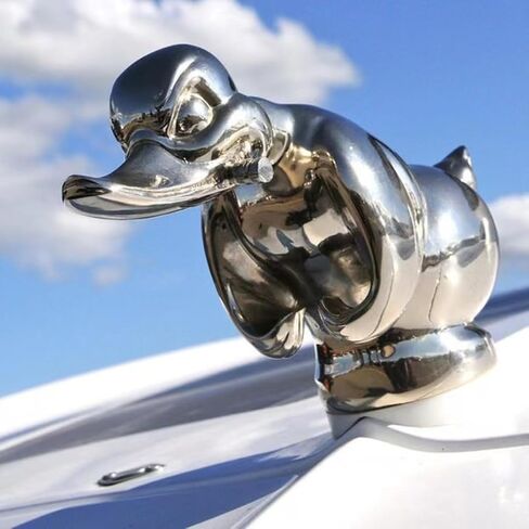 Chrome-Plated Angry Duck Hood Ornament – Shiny Convoy Duck Car Accessory for Trucks, Motorcycles & Cars – Cool Metal Duck Dashboard Decoration (Silver) in Saudi Arabia