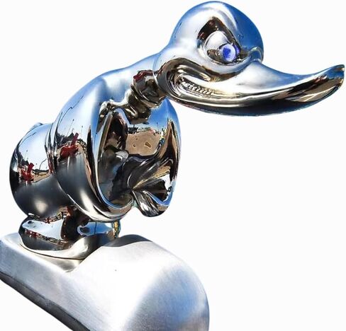 Chrome-Plated Angry Duck Hood Ornament – Shiny Convoy Duck Car Accessory for Trucks, Motorcycles & Cars – Cool Metal Duck Dashboard Decoration (Silver) in Saudi Arabia