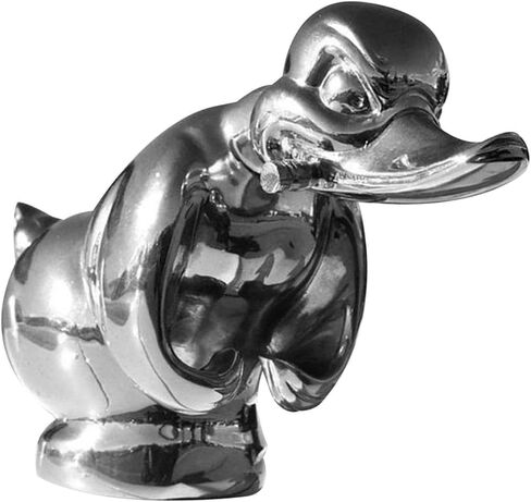 زينة غطاء محرك السيارة Angry Duck - تميمة بطة معدنية مطلية بالكروم ثلاثية الأبعاد من زخرفة غطاء السيارة المطلية بالكروم وتمثال سطح المكتب (فضي) in Kuwait
