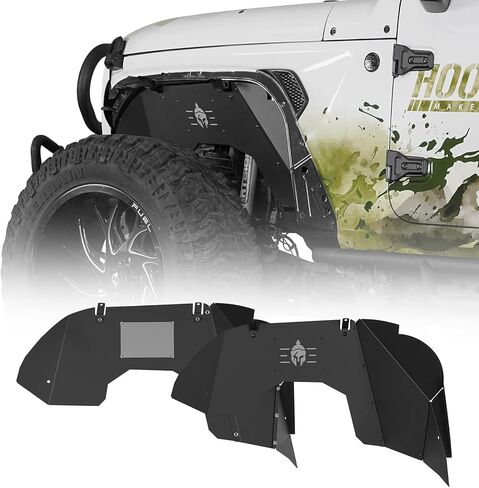 طقم بطانات رفرف داخلي أمامي وخلفي من الألومنيوم من Hooke Road لسيارة Jeep Gladiator JT 2020-2025 (باستثناء محرك Rubicon 3.6L)، 4 قطع من أغطية حماية الطين لبطانة العجلة in Saudi Arabia