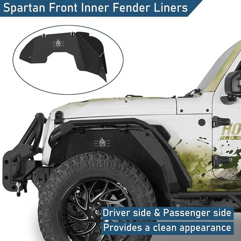 طقم بطانات رفرف داخلي أمامي وخلفي من الألومنيوم من Hooke Road لسيارة Jeep Gladiator JT 2020-2025 (باستثناء محرك Rubicon 3.6L)، 4 قطع من أغطية حماية الطين لبطانة العجلة in Saudi Arabia