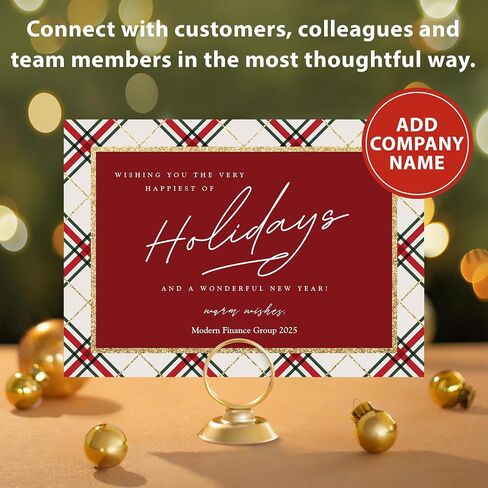 Let's Make Memories Personalized Business Christmas Cards with Envelopes - Premium Quality - 5x7-2025 Holiday Cards & White Envelopes - Rustic Tartan - 15 ct in Saudi Arabia